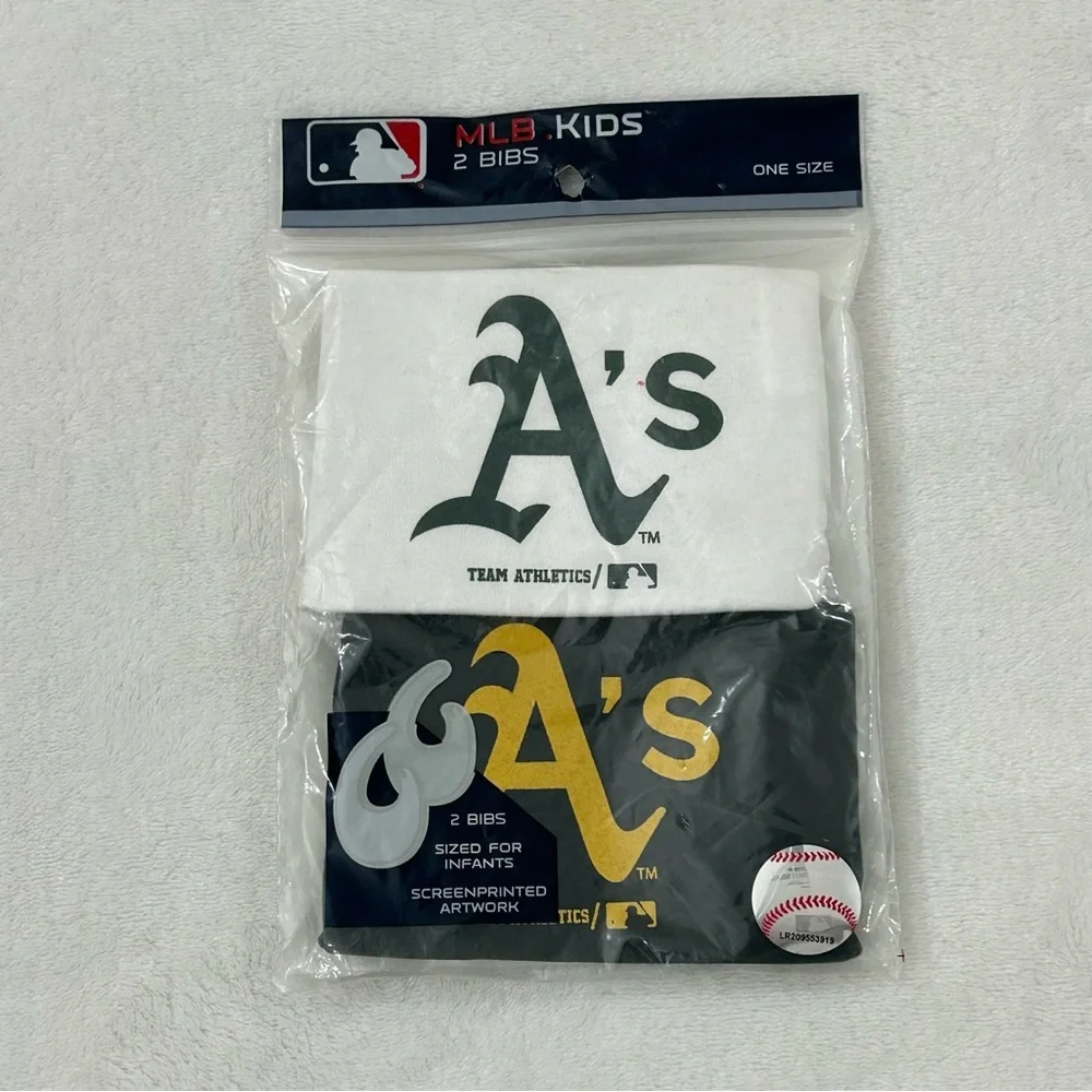 Oakland Athletics A’s MLB Kids Baseball 2 Infant Baby Team Bibs One Size